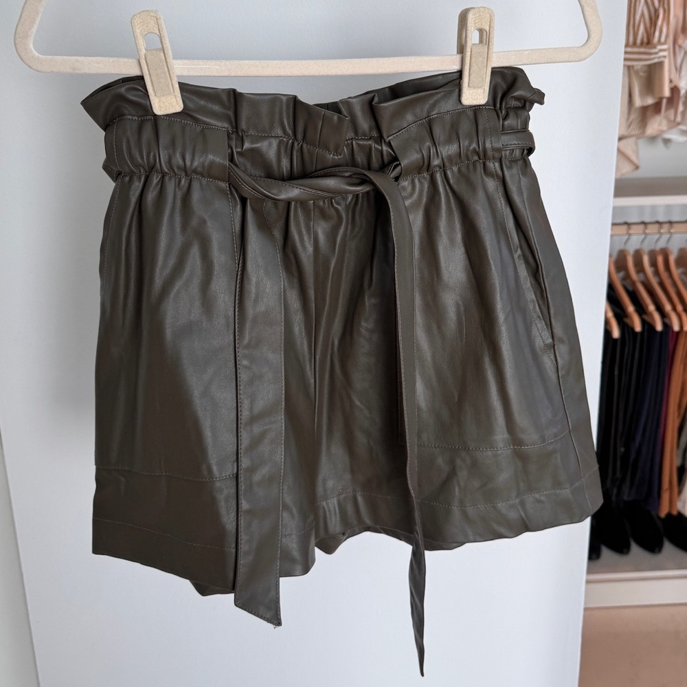 LA Dolls Faux Leather High Waist Shorts, S